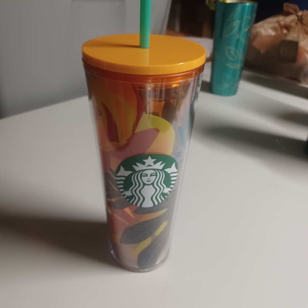 Starbucks Colorful Tumbler with Orange Top